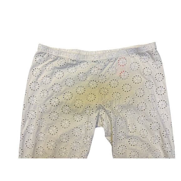 Johnny Was White Eyelet Embroidered Cotton Elastic Waist Pants Size L - Picture 3 of 7